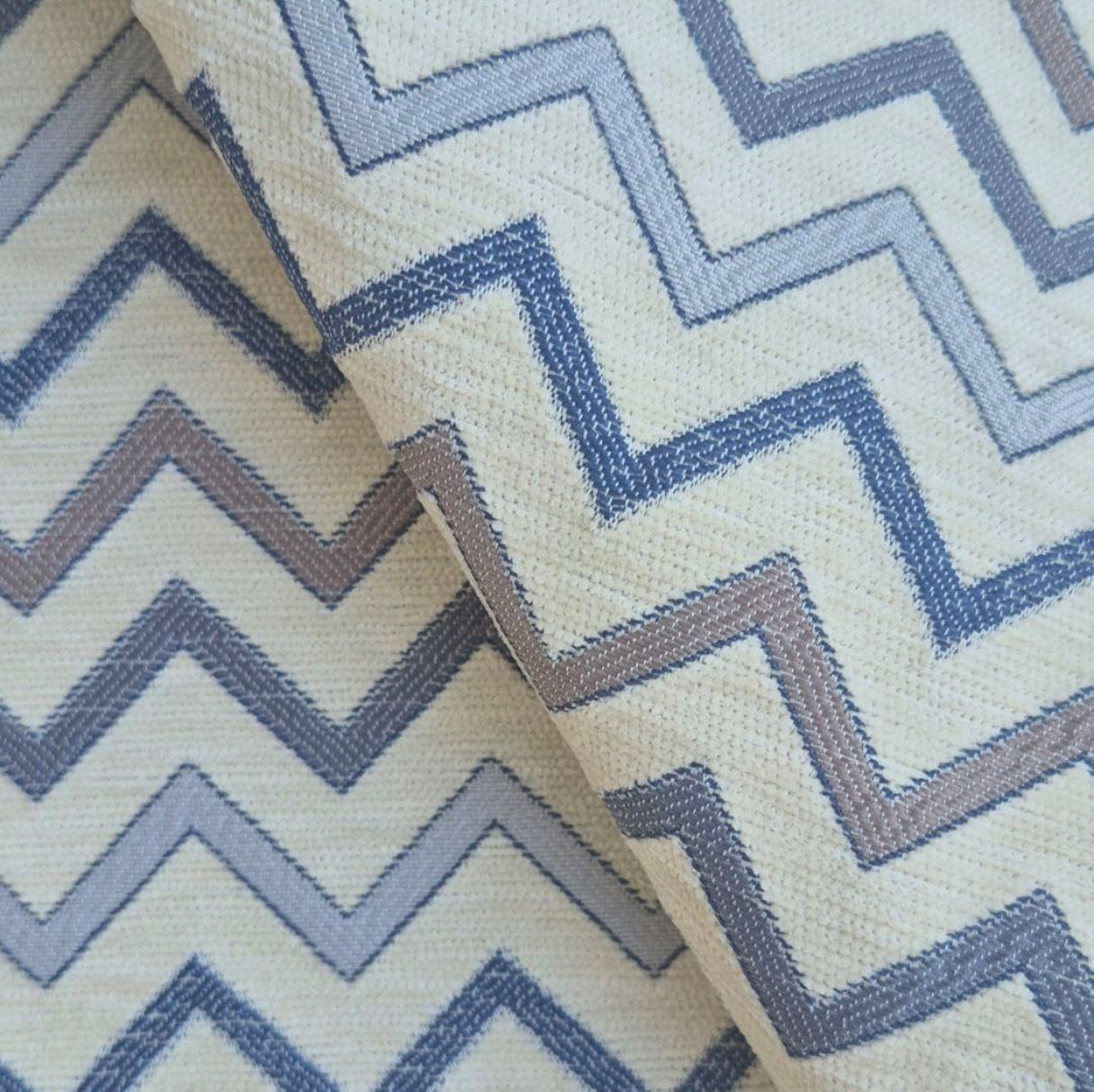 Ziggy C03 Muted Duotone Chevron Chenille Fabric – 100% Polyester Upholstery & Curtain Material, Made in Turkey
