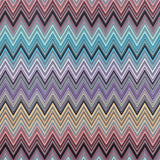 Tela con estampado de chevrones multicolor Ziggy P07: 100 % poliéster para tapicería, fabricada en Turquía.