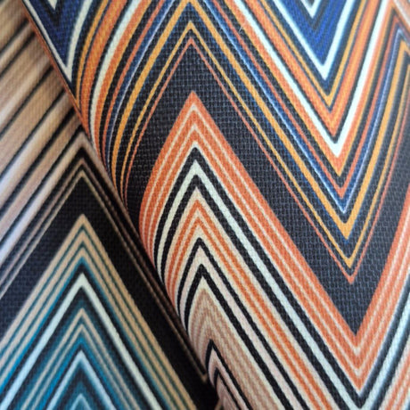 Ziggy P09 Multicolor Chevron Printed Fabric – 100% Polyester Upholstery Material, Made in Turkey