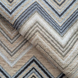 Tela de chenilla Ziggy C05B con diseño de chevron multicolor apagado: 100 % poliéster para tapicería y cortinas, fabricada en Turquía.