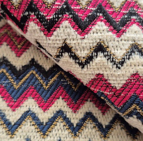 Ziggy C04 Çok Renkli Şevron Şönil Kumaş – %100 Polyester Döşemelik ve Perde Malzemesi, Türkiye'de Üretilmiştir