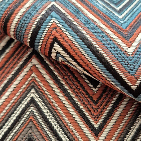 Ziggy W10 Multicolor Chevron Woven Fabric – 100% Polyester Upholstery & Curtain Material, Made in Turkey