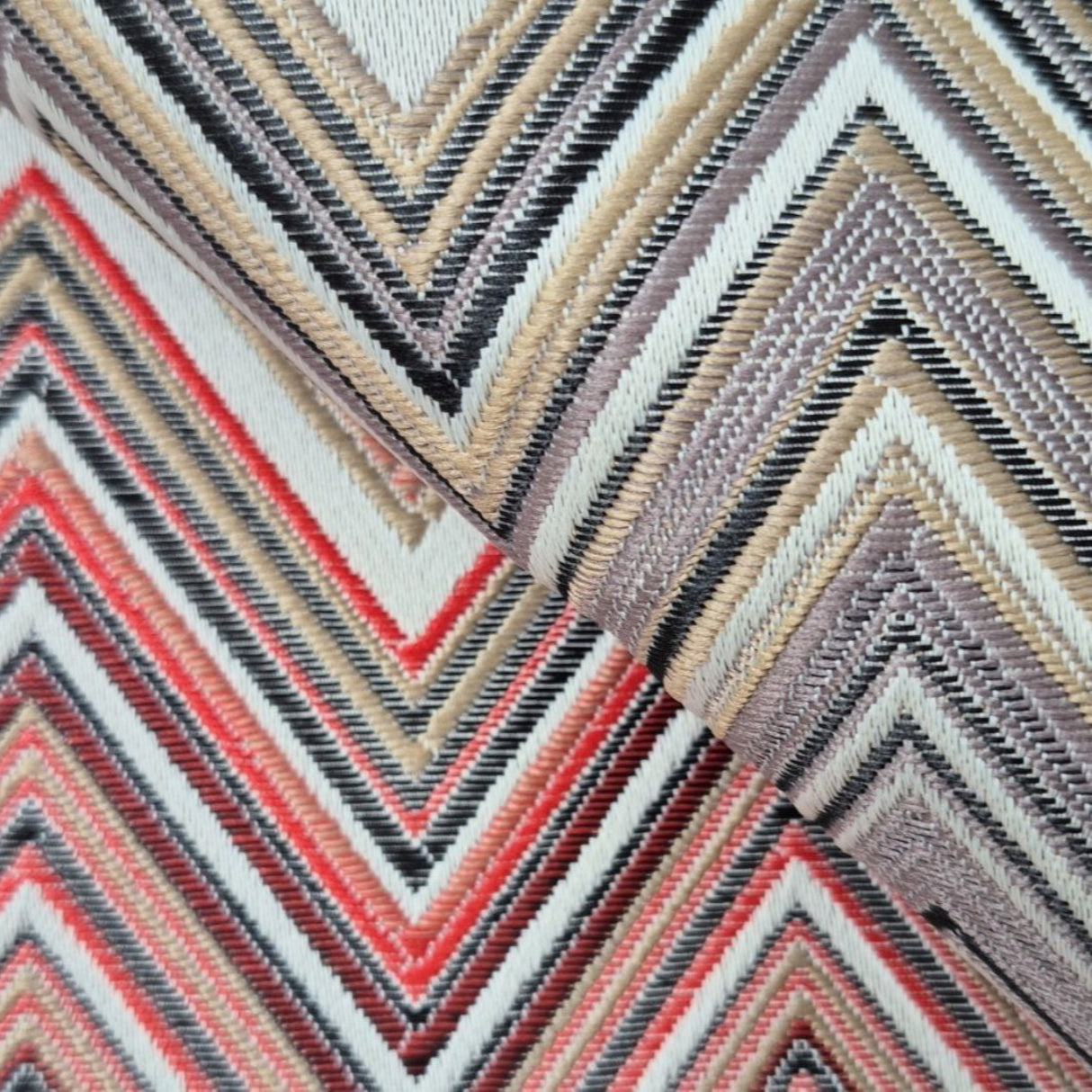 Ziggy W11 Multitone Muted Chevron Woven Fabric – 100% Polyester Upholstery & Curtain Material, Made in Turkey
