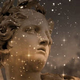 Celestial Statues Under the Moon Wallpaper - Mythological Art Mural for Dramatic Interiors