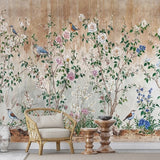 Sepia Garden Chinoiserie Wallpaper – Available in Printed and Embossed Versions for Elegant Interiors