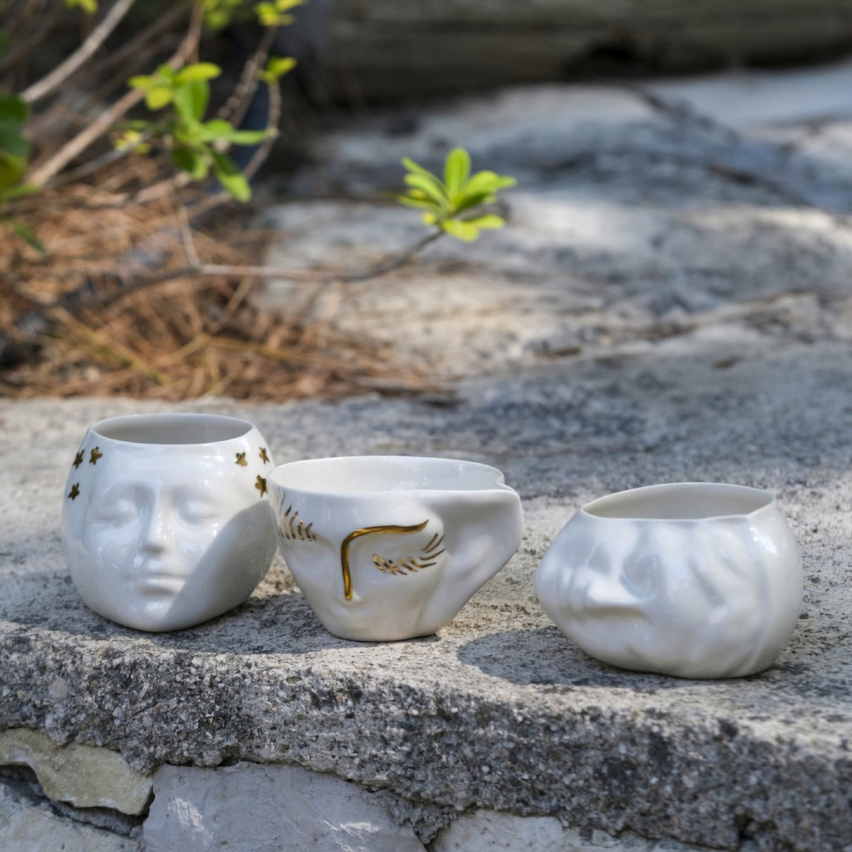 The Three Beauties: Sleeping Beauty, Fureya & Circe Porcelain Cup Set - Refined Coffee Cup Set With 24K Gold Details For Stylish Interiors