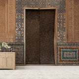 Historic Copper Door Wallpaper – Vintage 3D Relief-Effect Wall Décor for Timeless Interiors