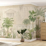 Classical Palm Garden Wallpaper – Architectural Botanical Mural for Elegant Interiors