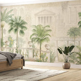 Classical Palm Garden Wallpaper – Architectural Botanical Mural for Elegant Interiors
