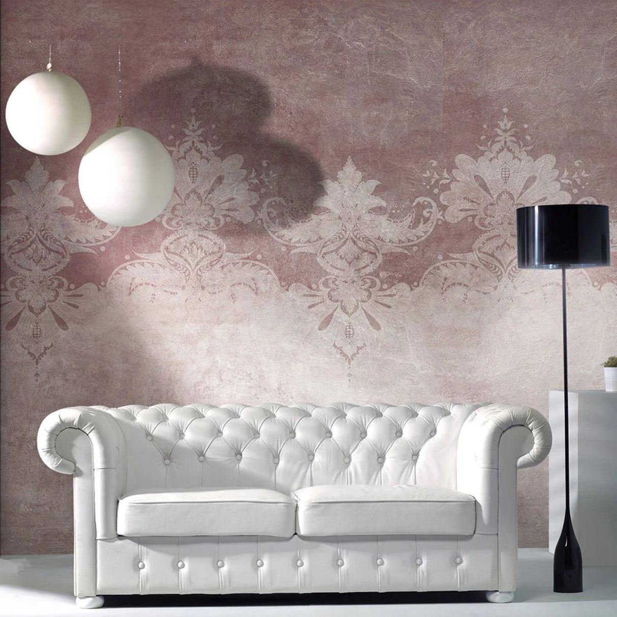 Burgundy Oriental Damask Wallpaper – Luxury Vintage Classic Wall Décor