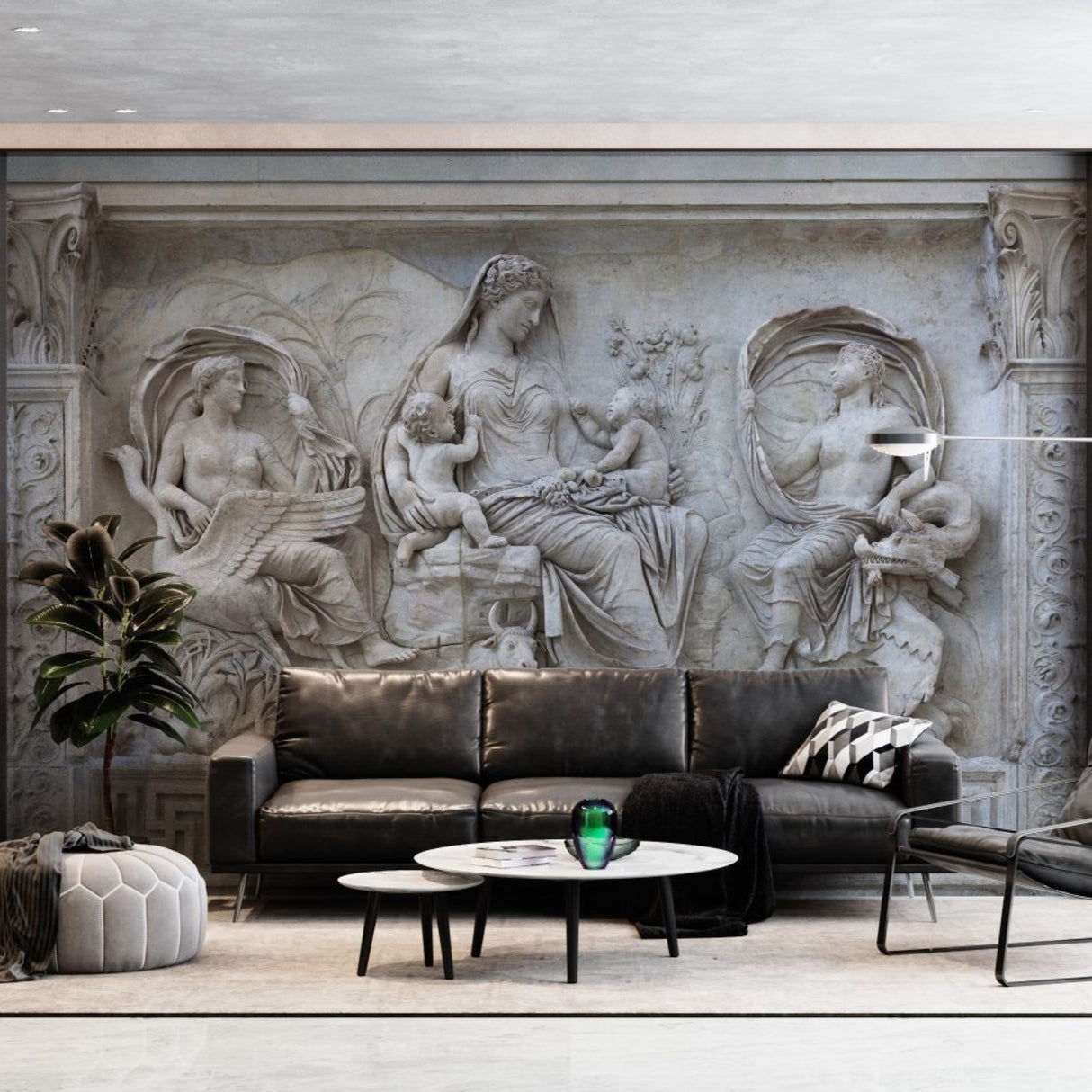 Papel pintado con relieve del Altar de la Paz de Augusto: mural de arte romano antiguo para interiores atemporales