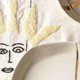Enchanted Forest - Olive Tree Hand-Painted & Embroidered White Linen Tablecloth – Artistic Elegance for Sophisticated Dining
