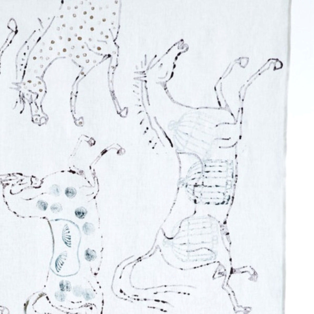 Enchanted Forest - Horses, Hand-Printed White Linen Tablecloth – Artistic Elegance for Sophisticated Dining
