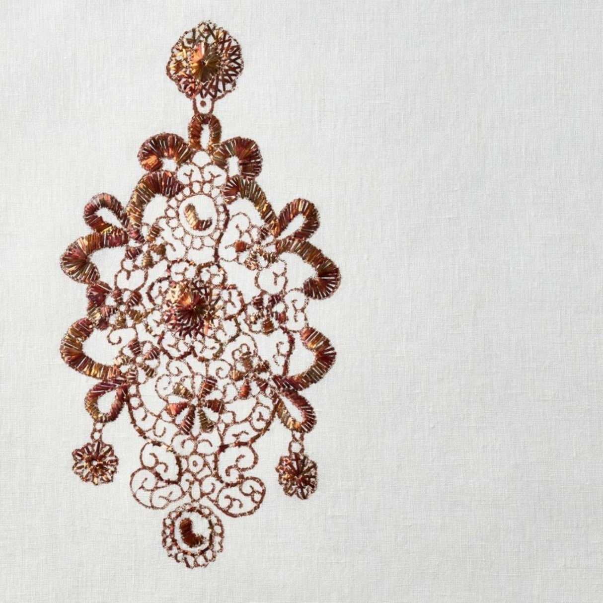 Earring White Hand Embroidered Linen Placemat Set Of Two – Elegant Home Décor Accent for Stylish Interiors