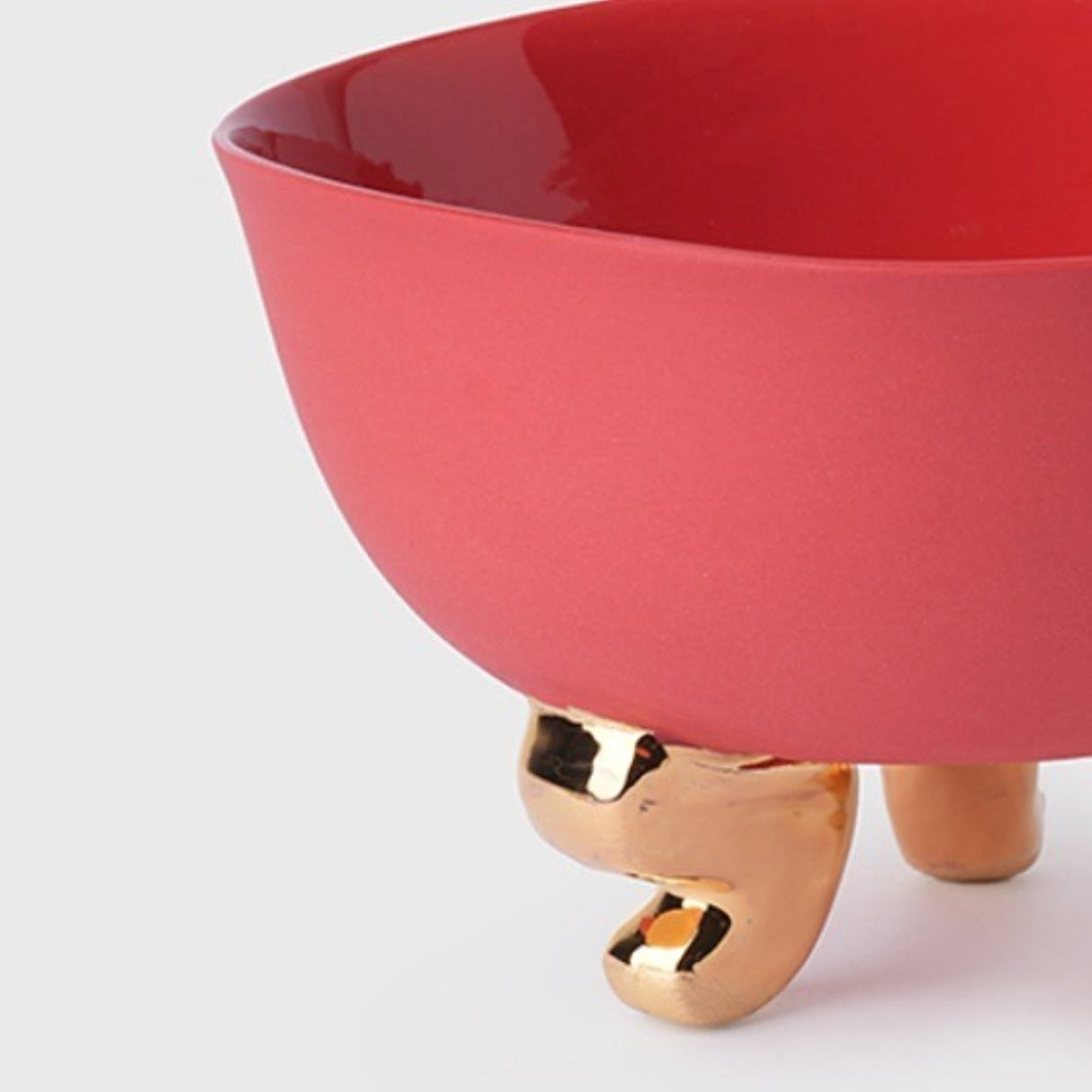 Lion Footed Bowl, Red - Elegant Tableware With 24K Gold Details for Stylish Interiors