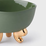 Lion Footed Bowl, Green - Elegant Tableware With 24K Gold Details for Stylish Interiors