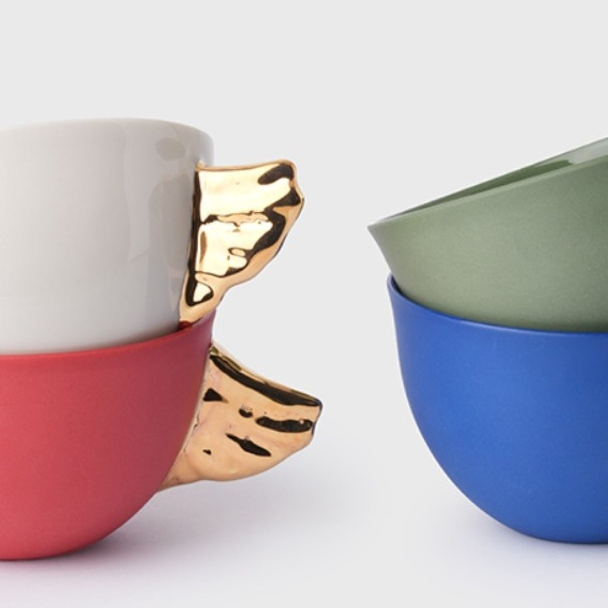 Volans Cup Set of Four, 140 ml Each, Multicolor – Elegant Coffee Cups with 24K Gold Details for Stylish Homes