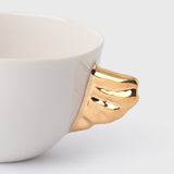 Volans Cup White, 140 ml – Elegant Coffee Cup with 24K Gold Details for Stylish Homes