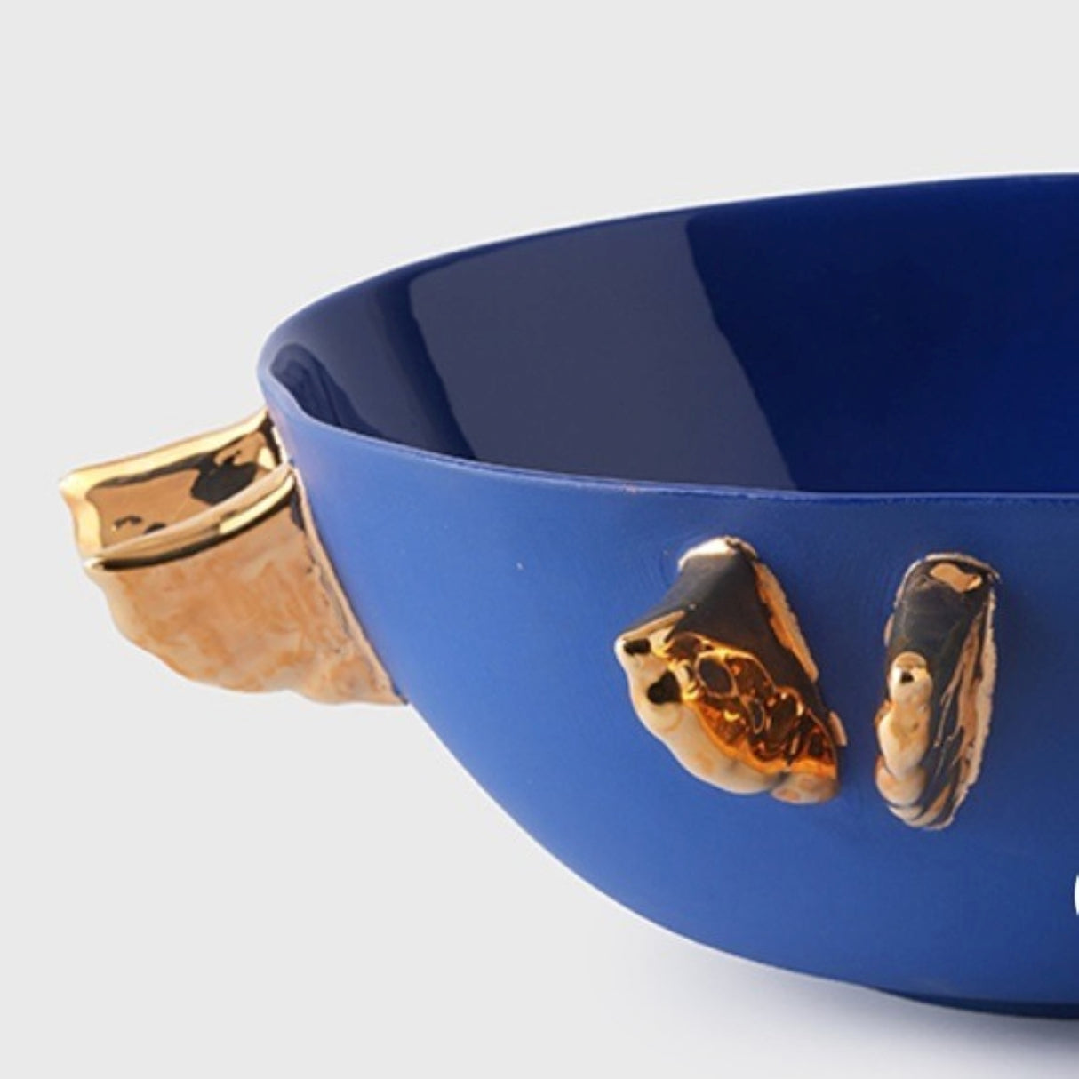 Volans Porcelain Bowl, Blue - Elegant Tableware With 24K Gold Details for Stylish Tables