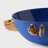 Volans Porcelain Bowl, Blue - Elegant Tableware With 24K Gold Details for Stylish Tables