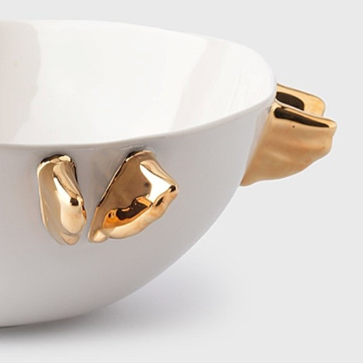 Volans Porcelain Bowl, White - Elegant Tableware With 24K Gold Details for Stylish Tables