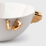 Volans Porcelain Bowl, White - Elegant Tableware With 24K Gold Details for Stylish Tables