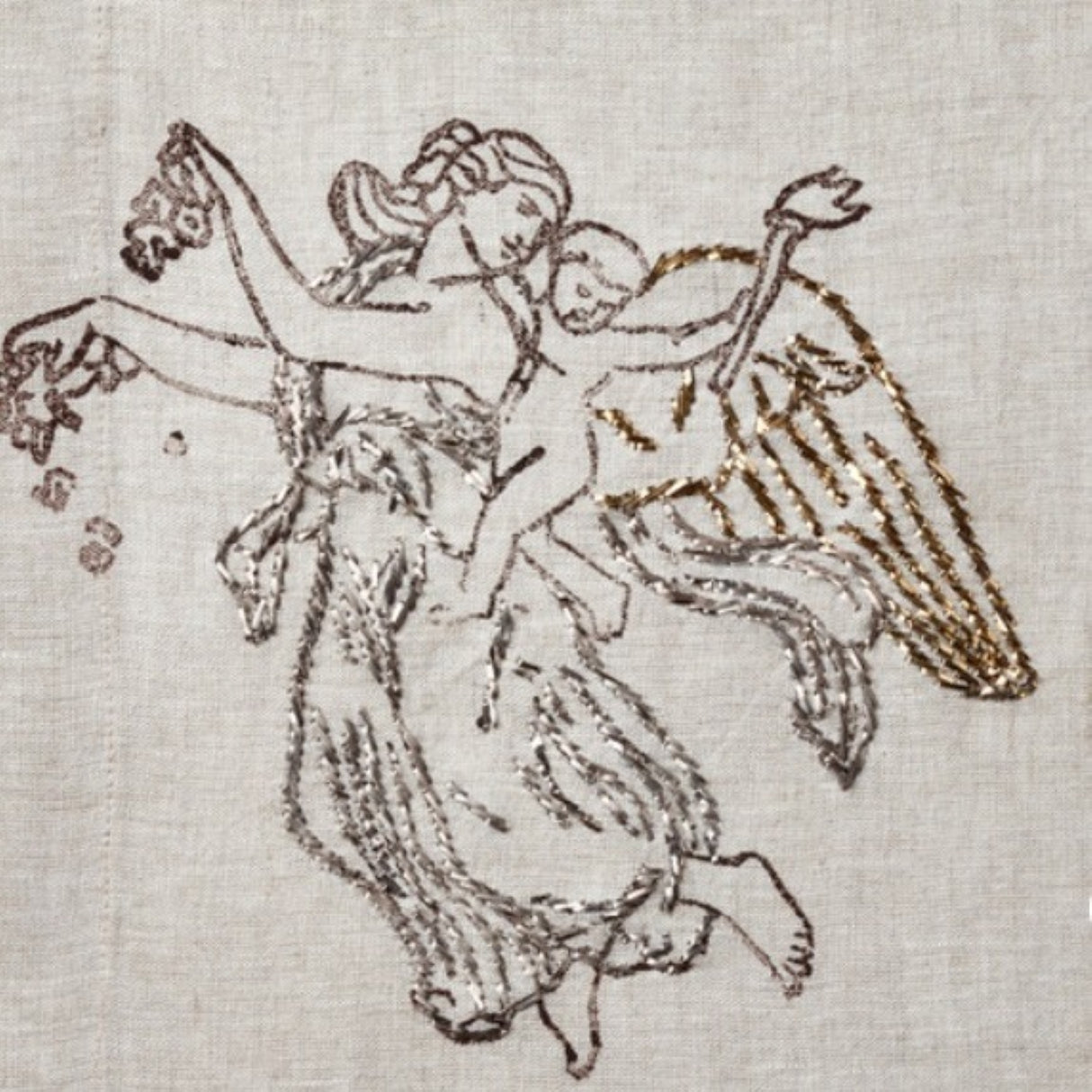 Relief "Mother" Hand Embroidered  Linen Napkin Set Of Two – Elegant Table Linen Décor for Stylish Tables