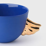Volans Cup Blue, 140 ml – Elegant Coffee Cup with 24K Gold Details for Stylish Homes