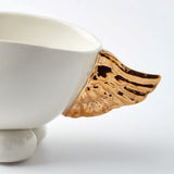 Gold Winged Porcelain Bowl - Elegant Tableware With 24K Gold Details for Stylish Tables